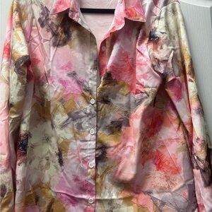 SHEIN Multicolor Floral Button-Up Blouse
